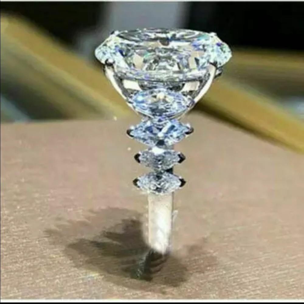 New Oval Cut 925 Silver Diamond Bridal Ring - Picture 4 of 5